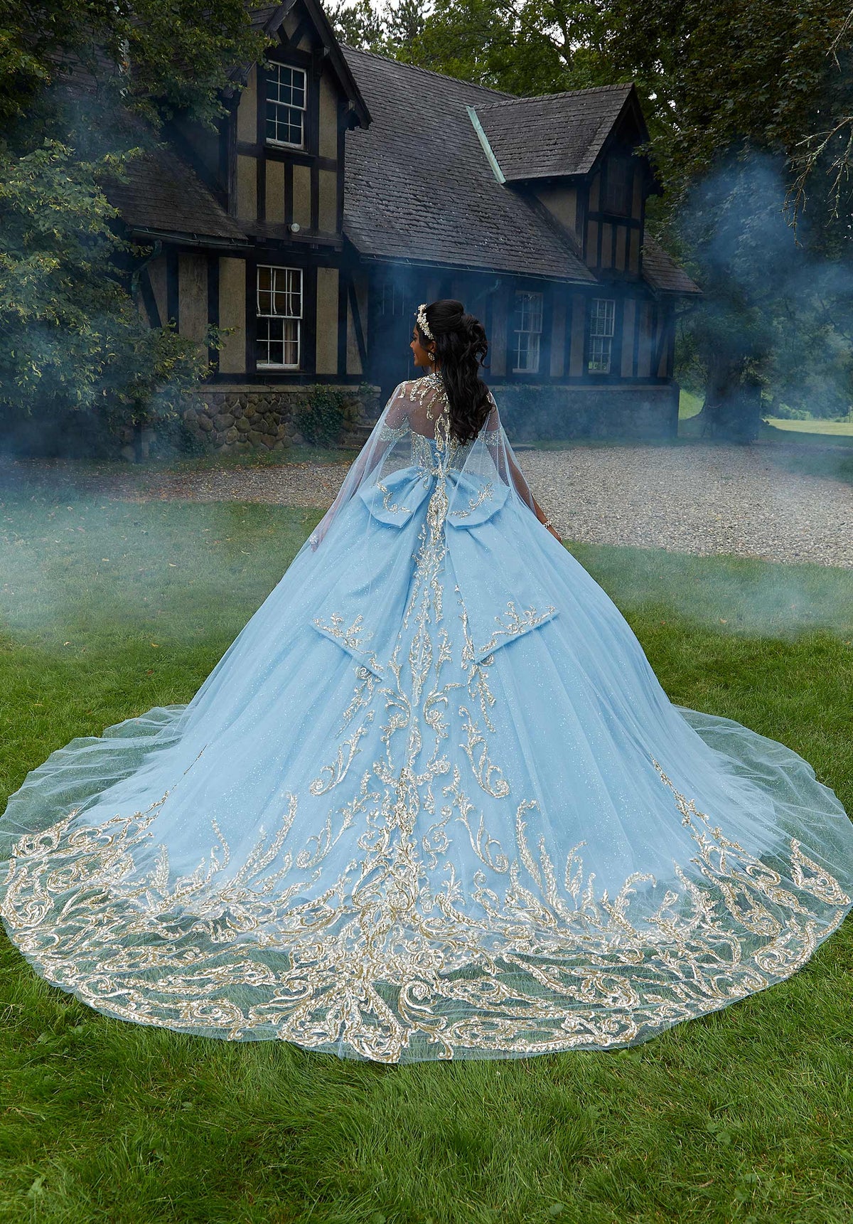 Vestido Quinceañera con Estampado de Lentejuelas, Diamantes de Imitación y Cuentas de Cristal